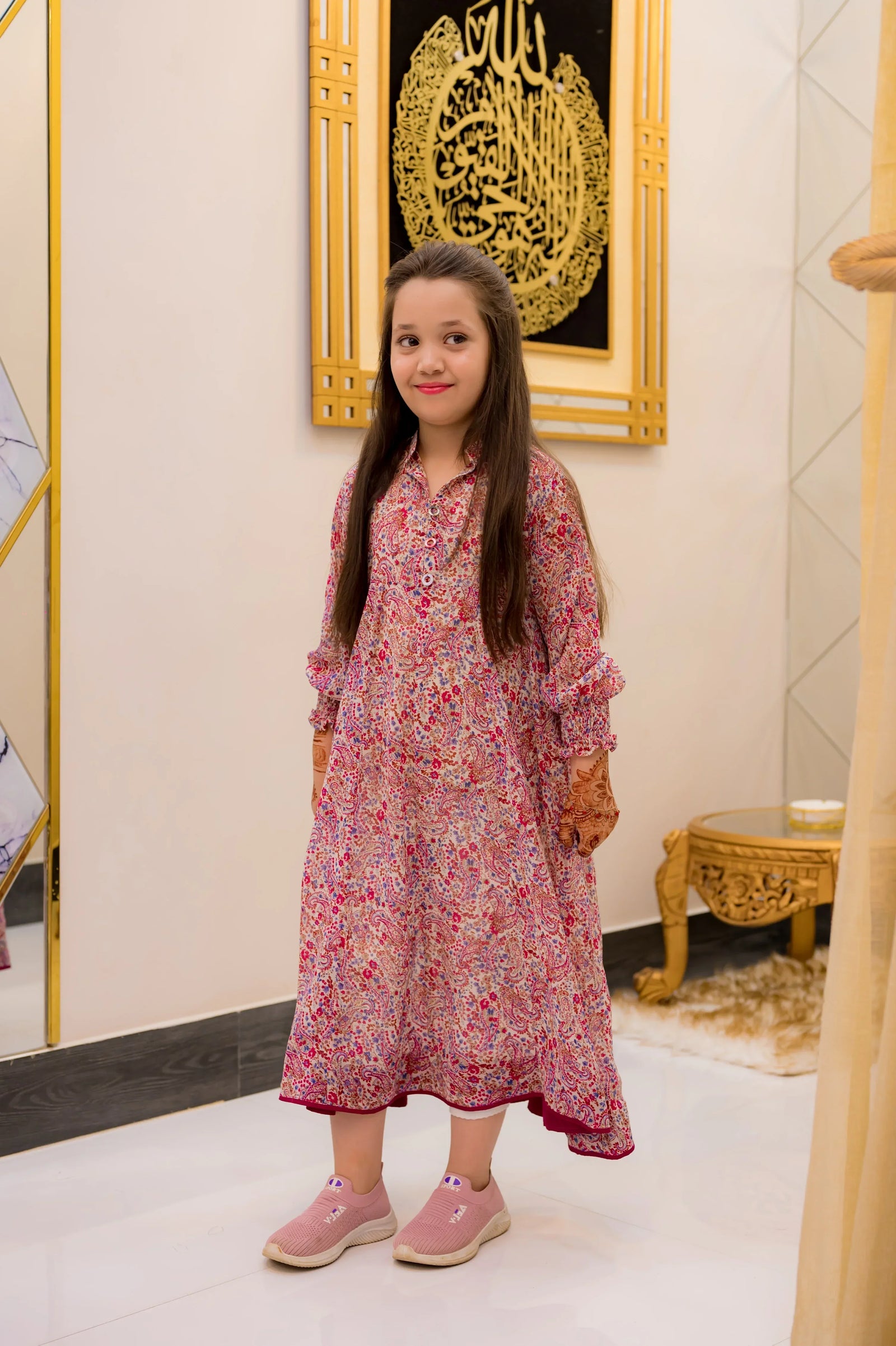 Multicolor Floral 2 Piece Kalidar Frock - Shade For Teen
