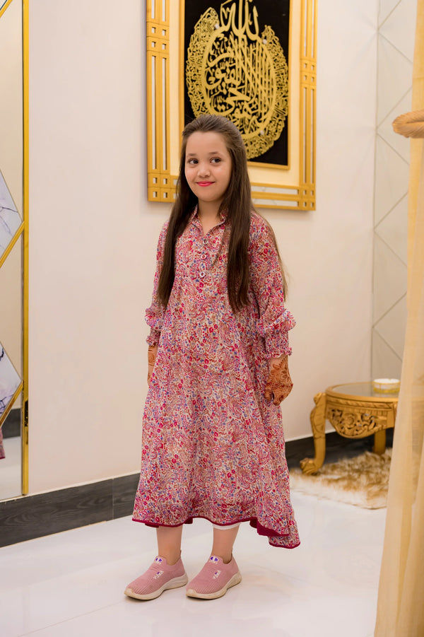 Multicolor Floral 2 Piece Kalidar Frock