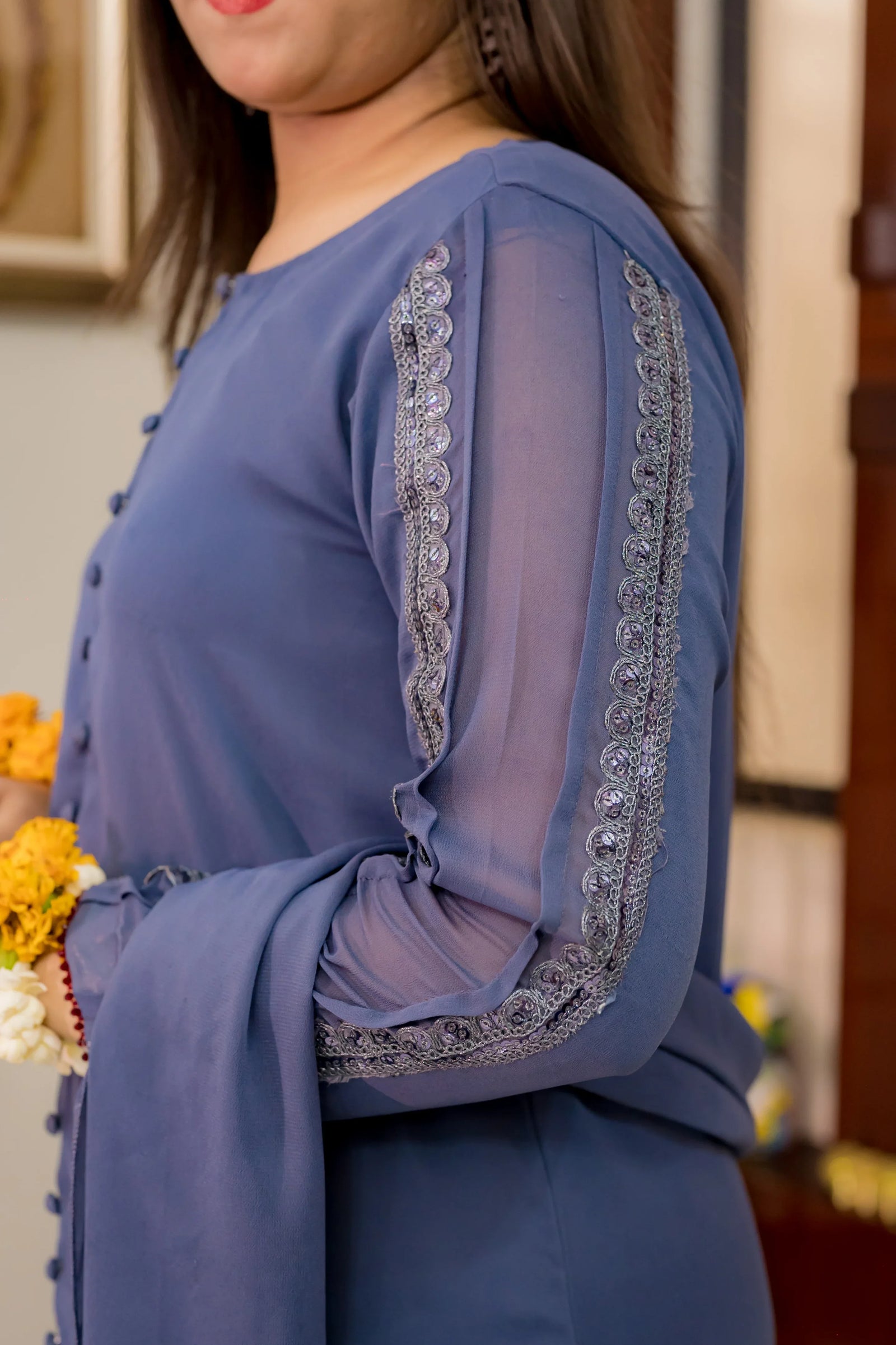 Grey periwinkle Georgette Suit (Teens) - Shade For Teen
