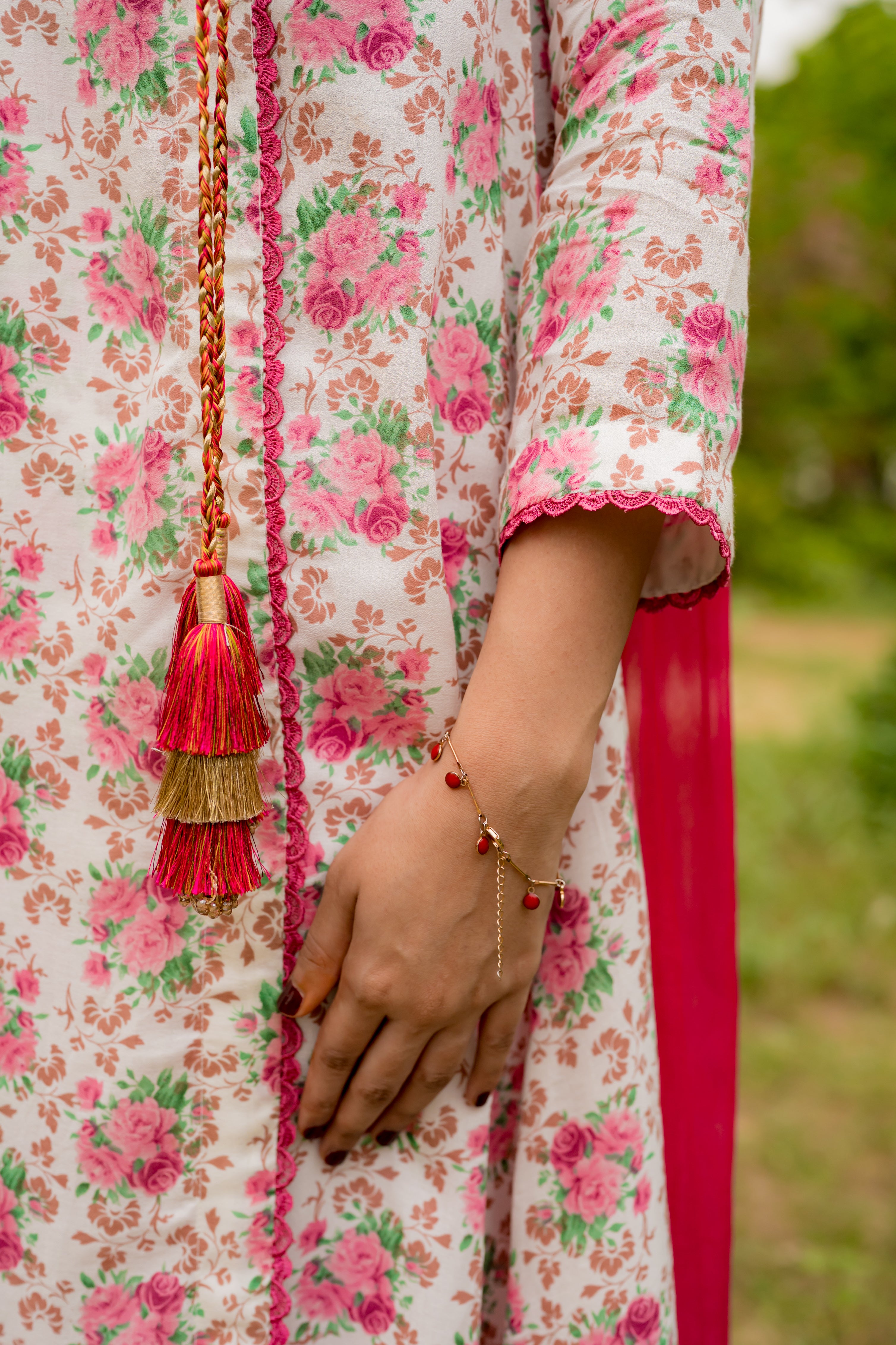 Cotton Crape Floral Angrakha Style 1 Piece Shirt