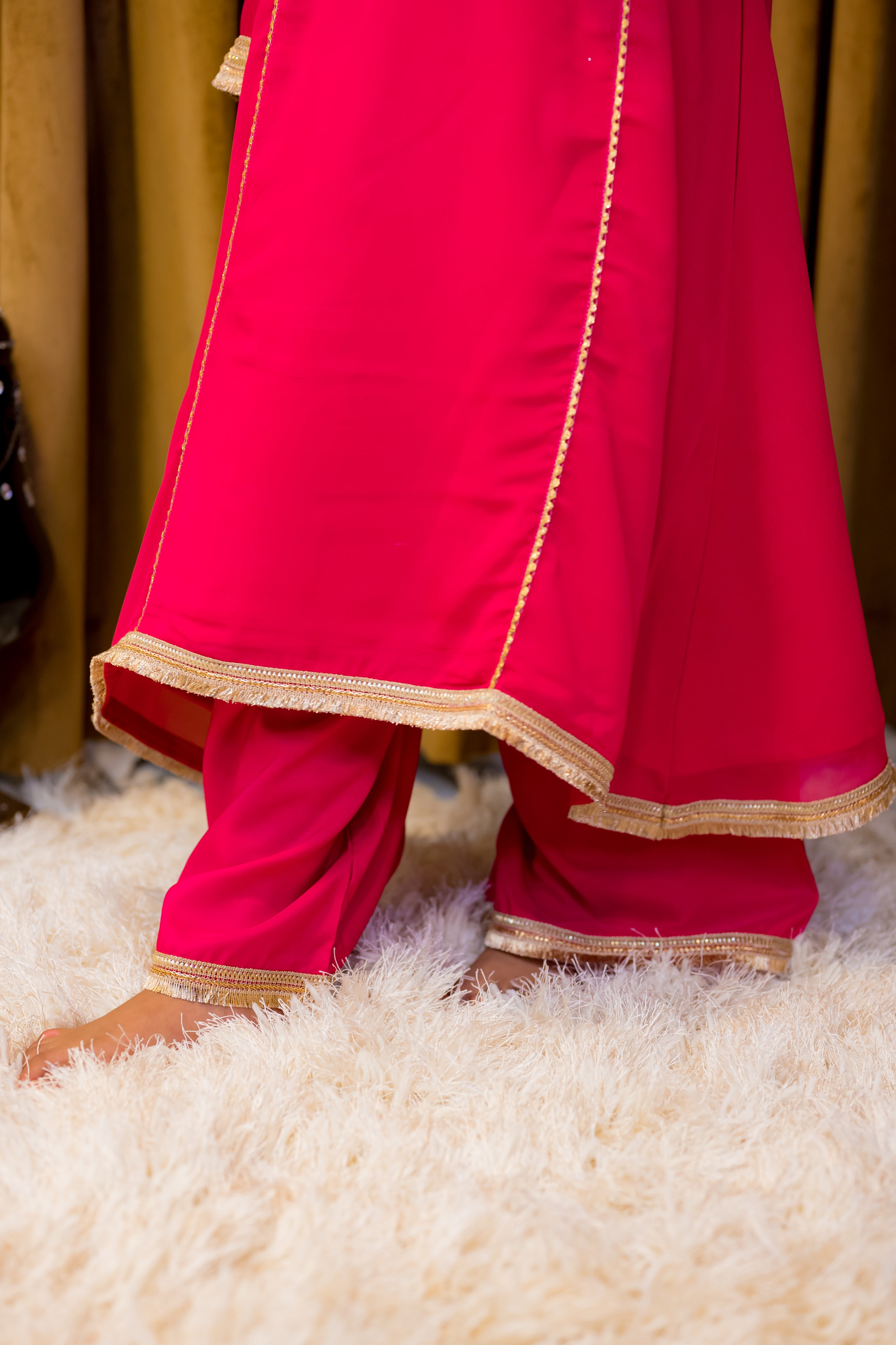 Magenta Georgette 3 Piece Suit