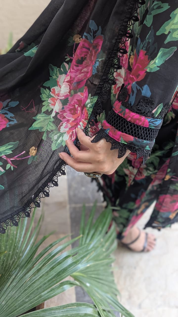 Midnight Blossom Floral 3 Piece Lawn