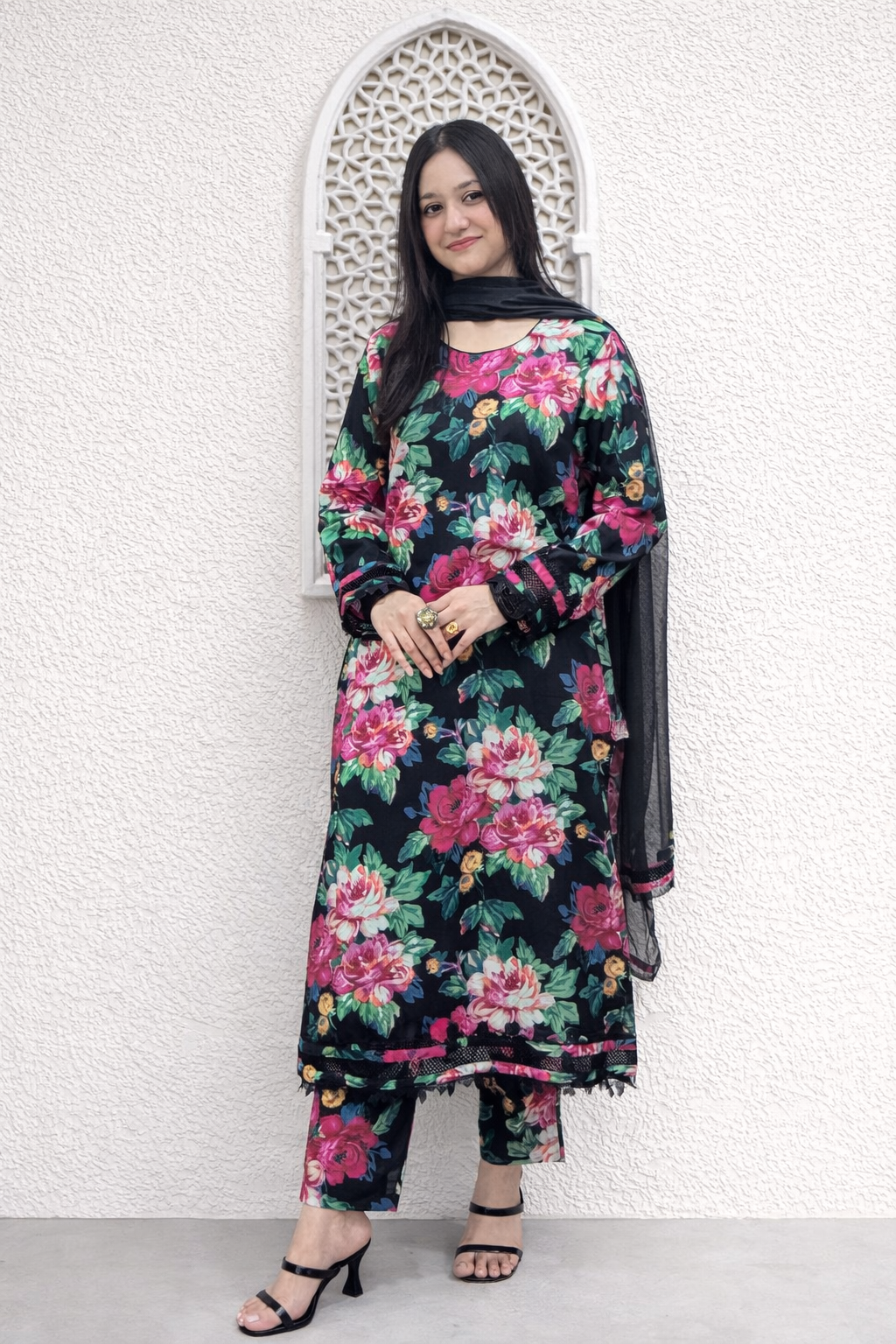 Midnight Blossom Floral 3 Piece Lawn