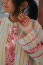 Blush Radiance Striped Kurta 2 Piece Suit - Shade For Teen 