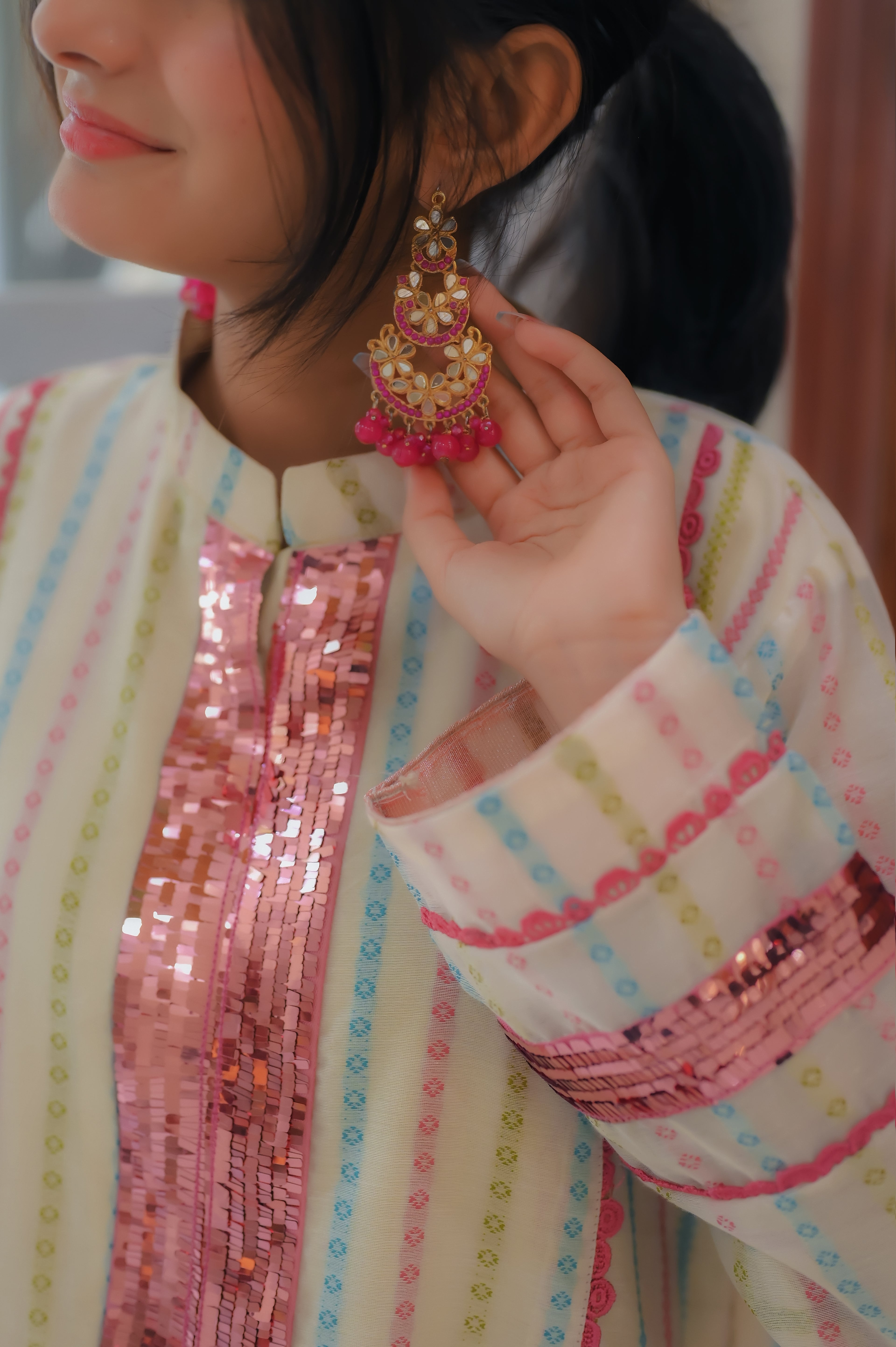 Blush Radiance Striped Kurta 2 Piece Suit