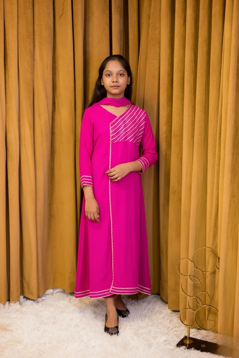 Hot Pink 3 Piece Georgette Suit