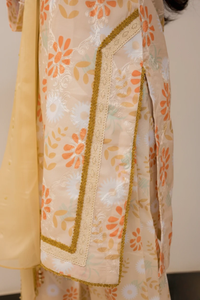 cream base floral 3 piece suit