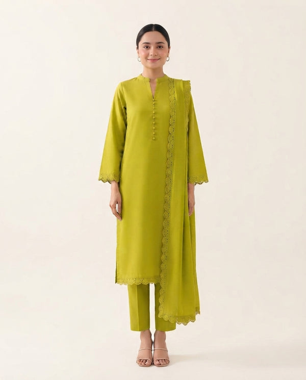 Lime Green Georgette 3 Piece Suit (Adults)