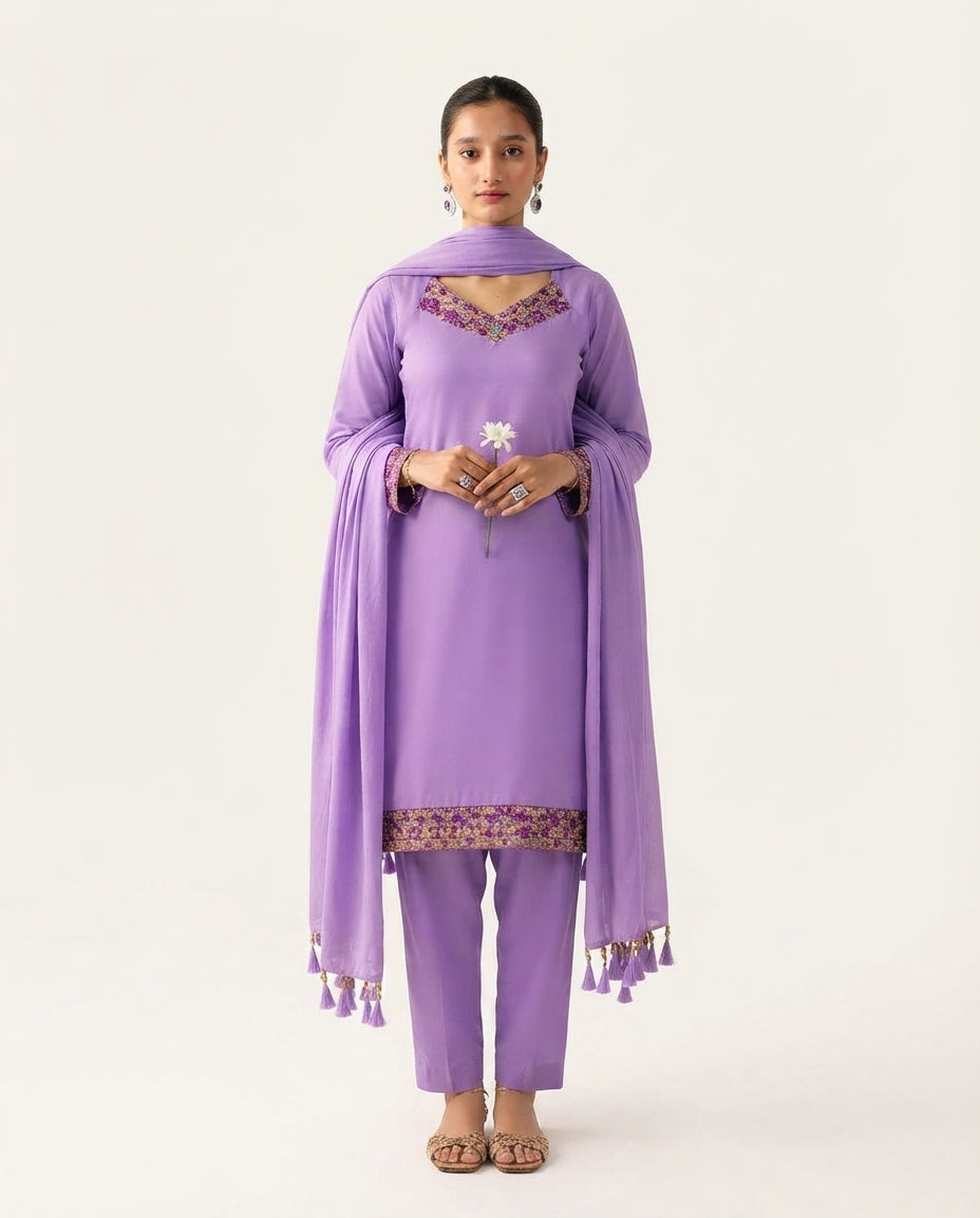 Lavender Embellished Georgette Suit (Adults)