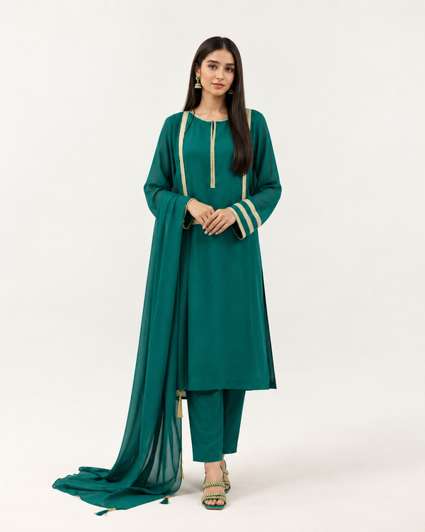 Sea Green Georgette 3 Piece Suit (Adults)