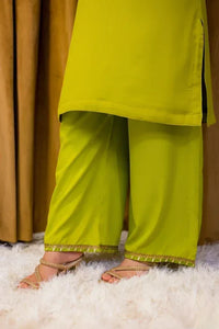 Lime Green Georgette 3 Piece Suit (Teens) - Shade For Teen 
