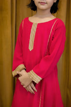 Magenta Georgette 3 Piece Suit - Shade For Teen 