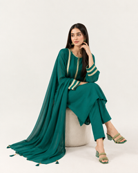 Sea Green Georgette 3 Piece Suit (Adults)