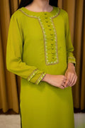 Lime Green Georgette 3 Piece Suit (Teens) - Shade For Teen 