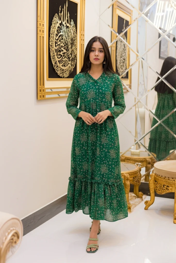 Emerald Bloom 2 Piece Frock