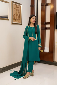 Sea Green Georgette 3 Piece Suit (Teens)