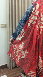 Midnight Blue Leaf Print 3 Piece Lawn