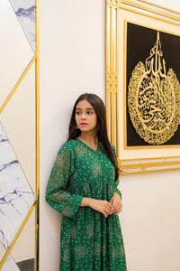 Emerald Bloom Chiffon 2 Piece Frock - Shade For Teen 