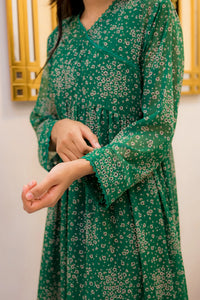 Emerald Bloom Chiffon 2 Piece Frock - Shade For Teen 