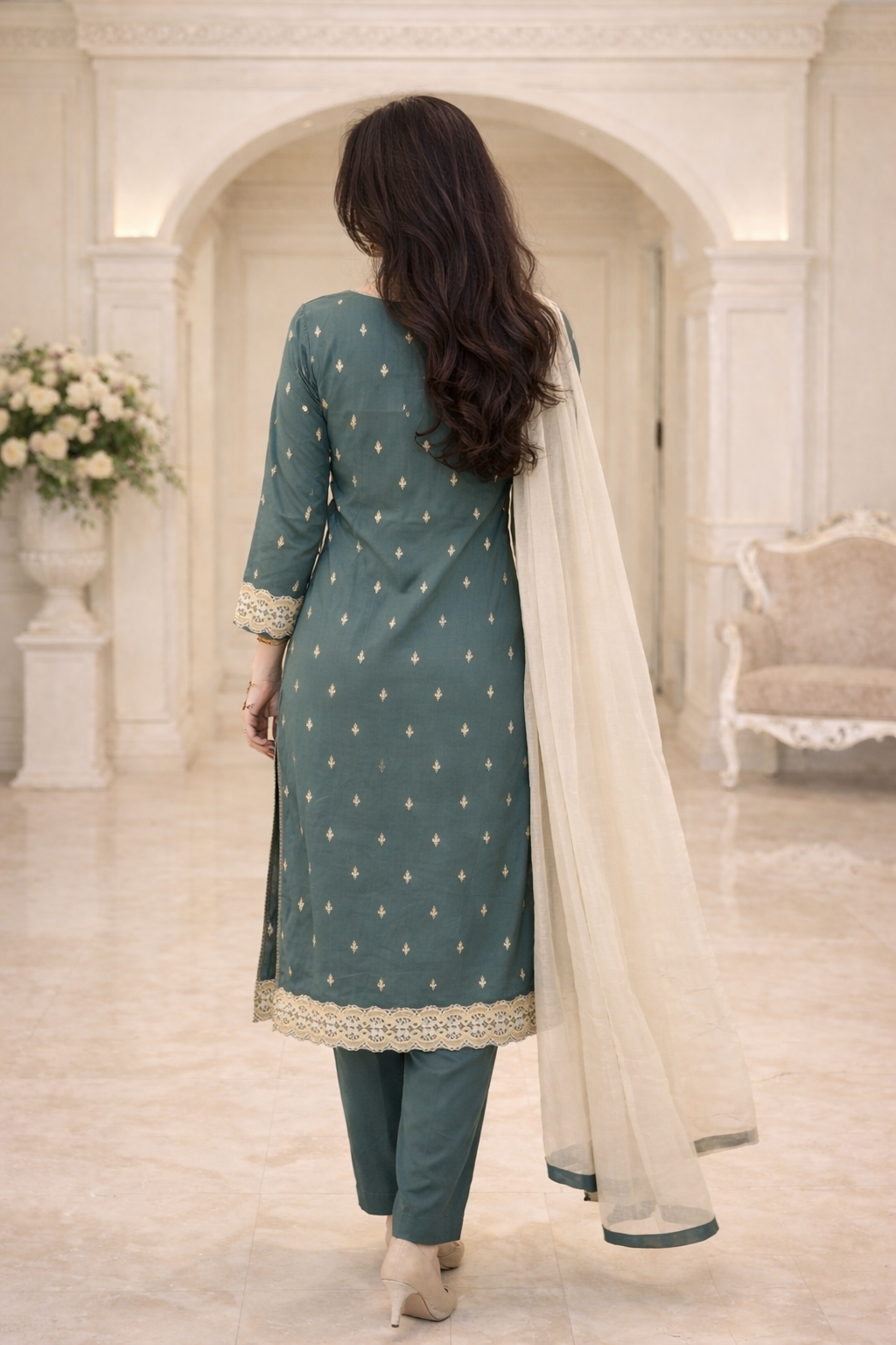 Elegant Jacquard 3 Piece Suit