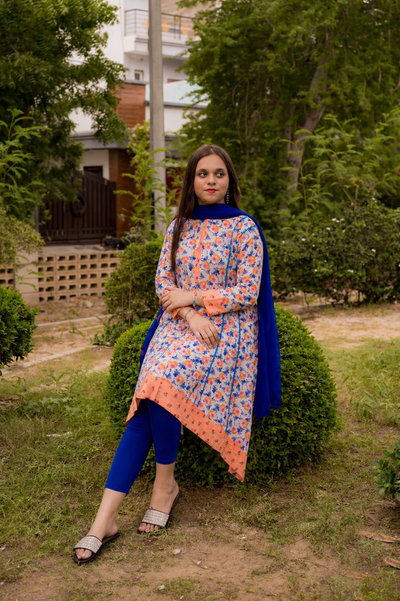 Cotton Crape Floral 3 Piece Air Line Shirt