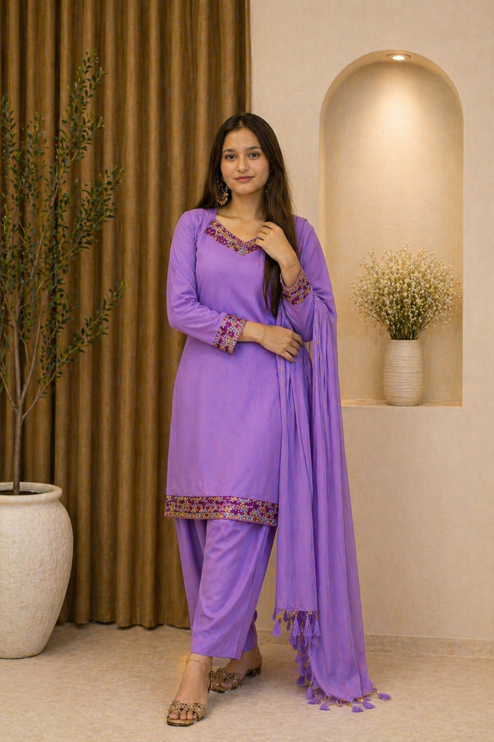 Lavender Embellished Georgette Suit (Adults)