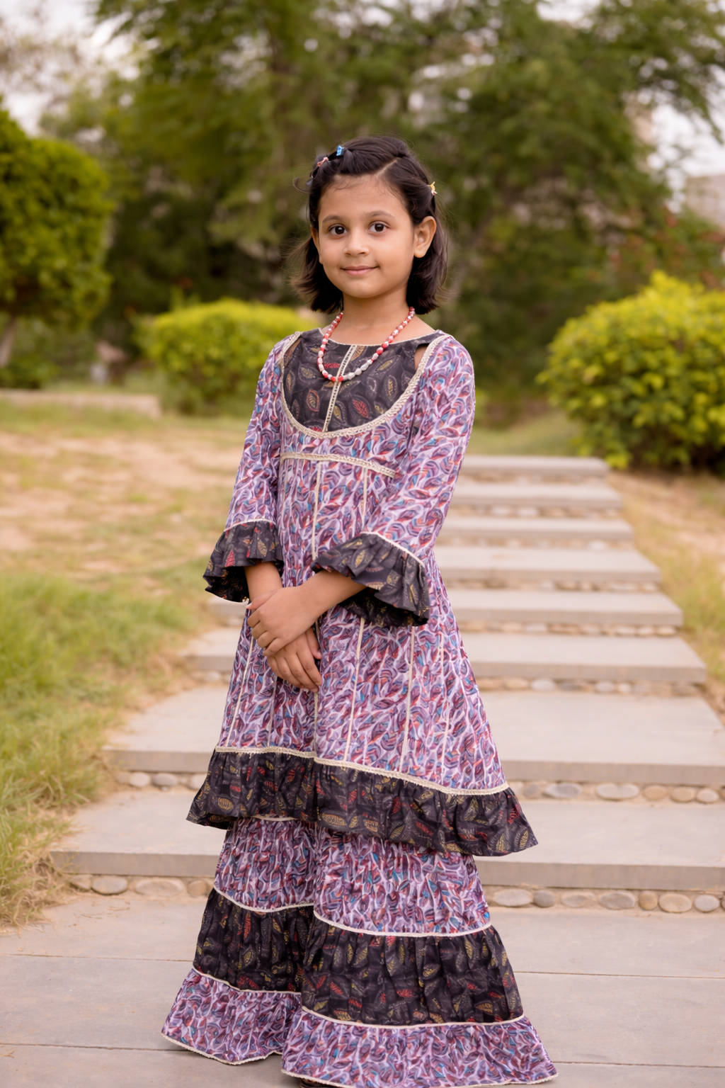 Floral Print Digital Lawn With Gharara