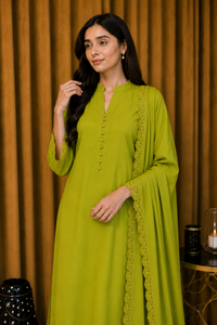 Lime Green Georgette 3 Piece Suit (Adults)