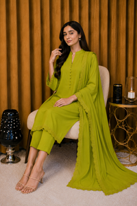 Lime Green Georgette 3 Piece Suit (Adults)