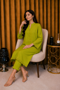Lime Green Georgette 3 Piece Suit (Adults)