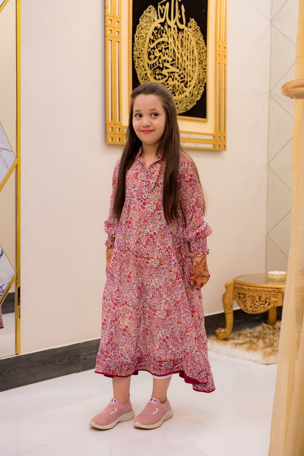 Multicolor Floral 2 Piece Kalidar Frock