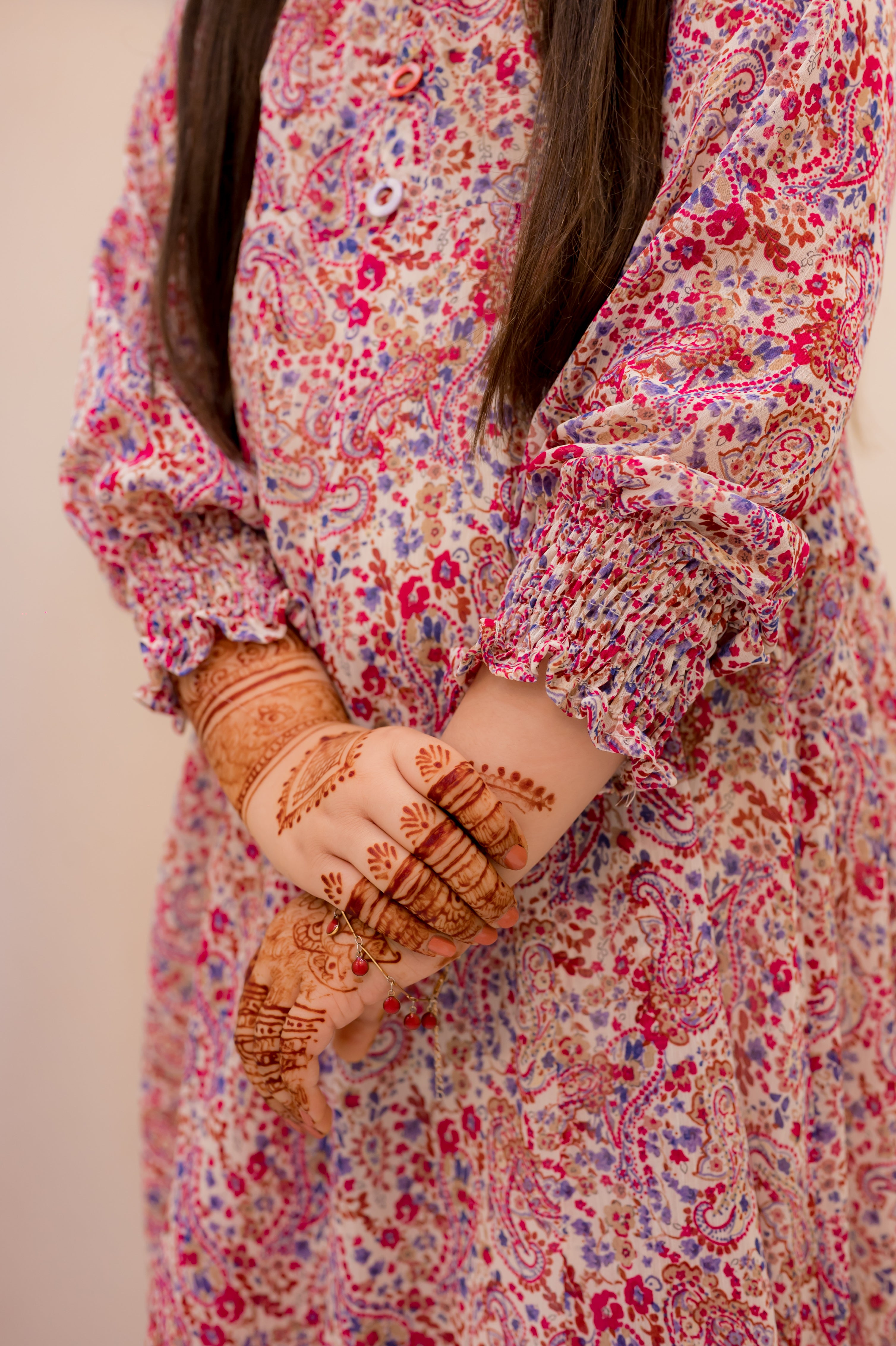 Creambase Multicolor Floral 2 Piece Kalidar Frock