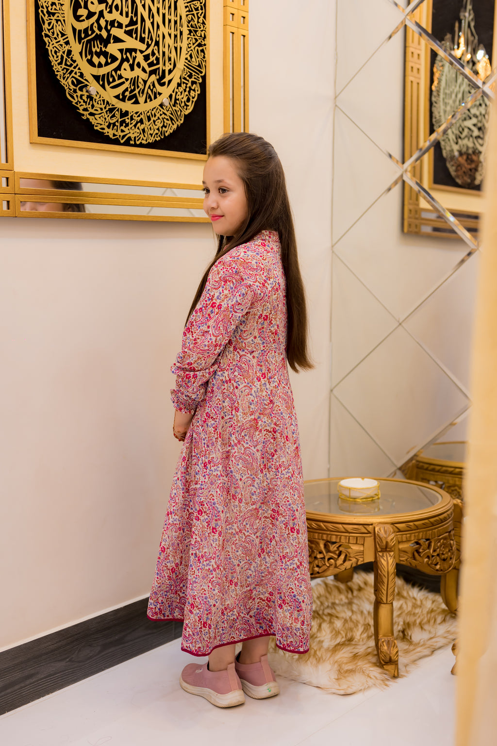 Creambase Multicolor Floral 2 Piece Kalidar Frock