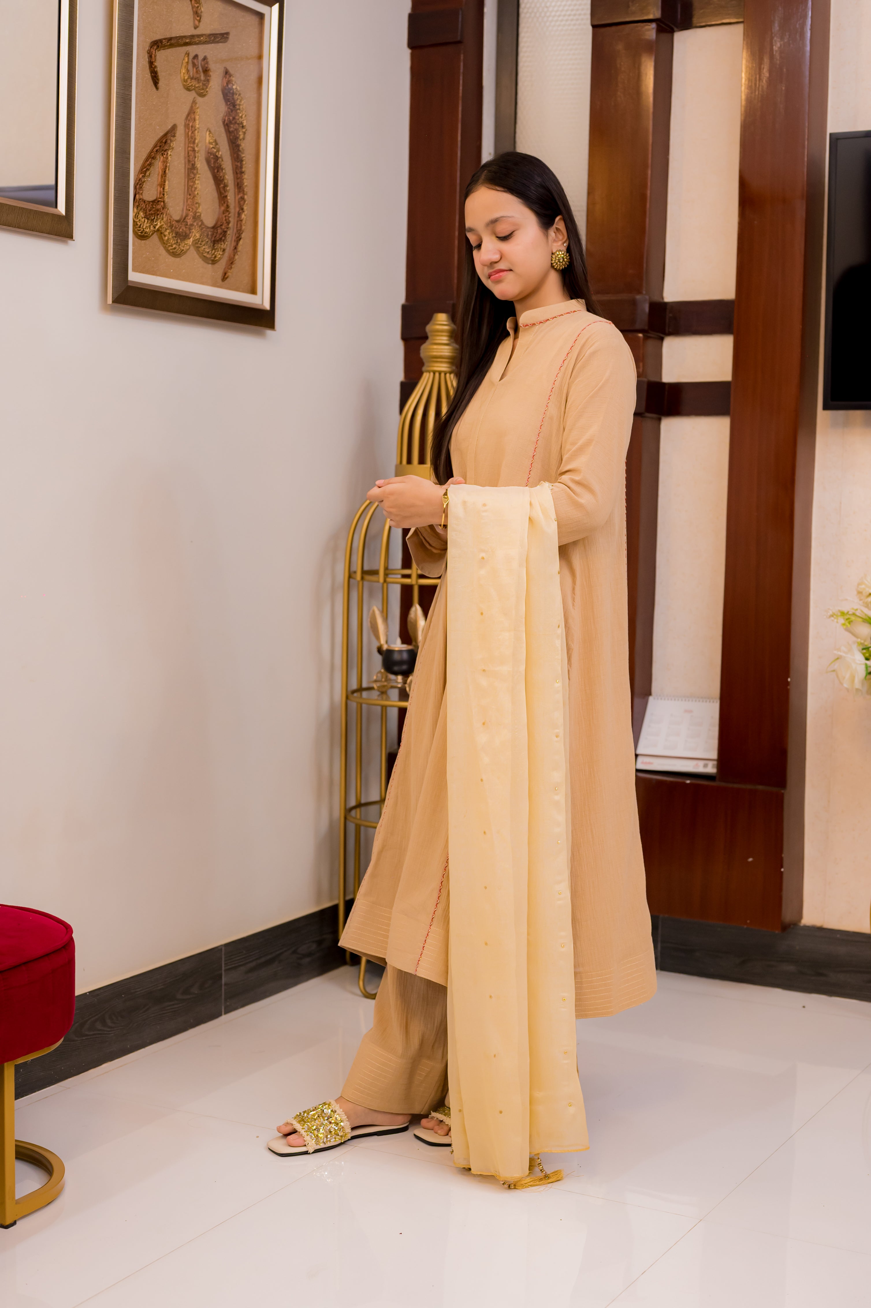 Long Pattern Cotton Crush 2 Piece Suit