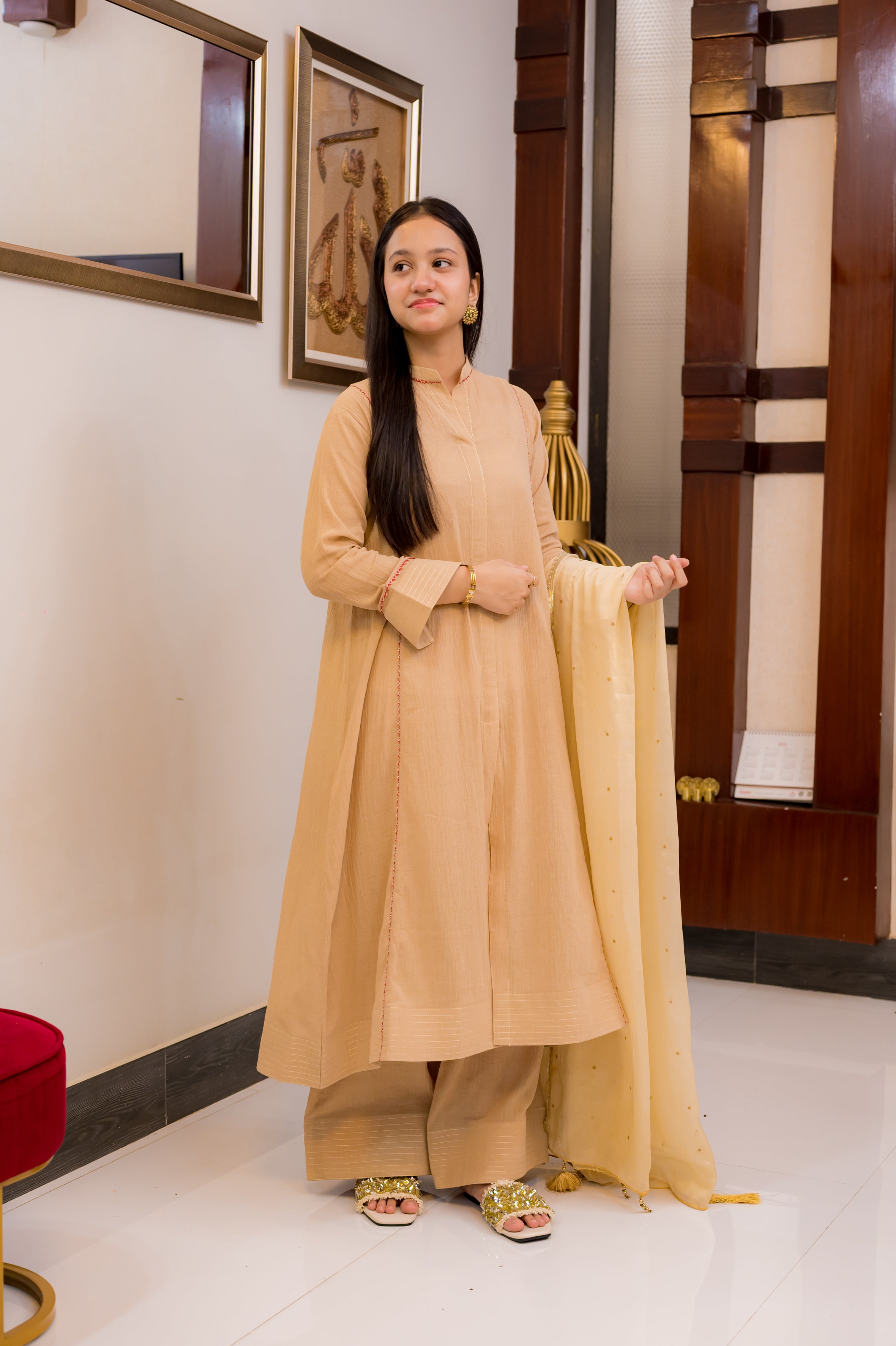 Long Pattern Cotton Crush 2 Piece Suit