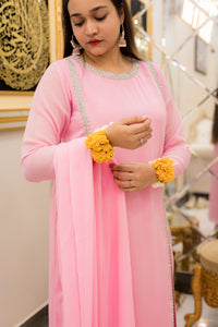 Pink 3 Piece Georgette Suit (Teens)
