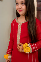 Red Georgette Suit With Gharara