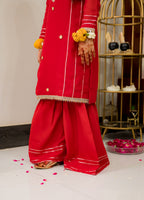 Red Georgette Suit With Gharara
