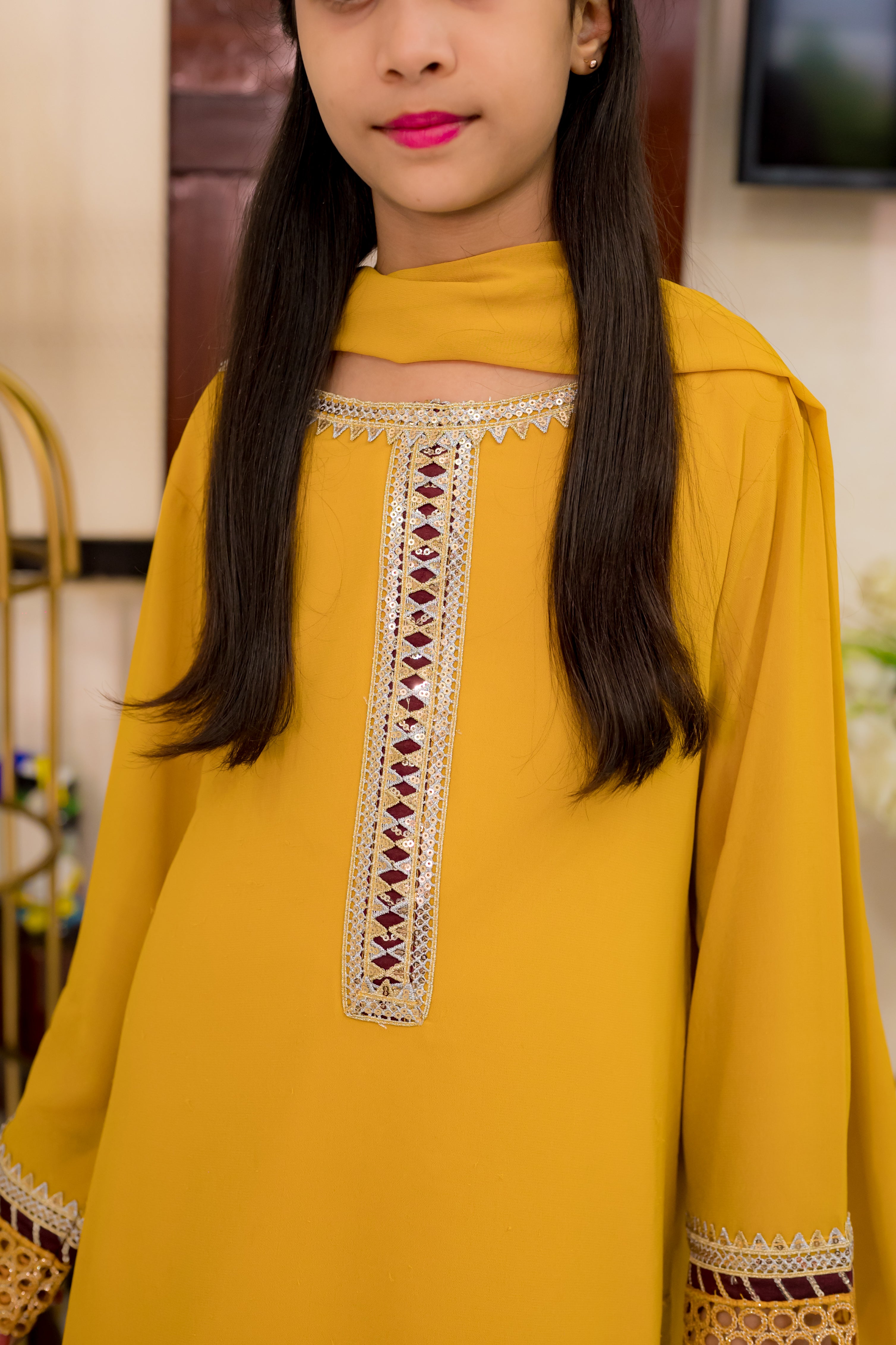 Mustard Color Georgette 3 Piece Suit