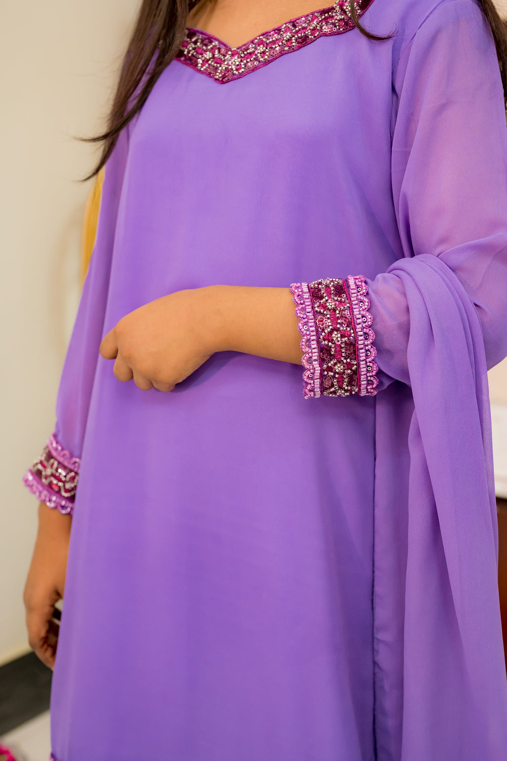 Levender Embellished 3 Piece Georgette Suit