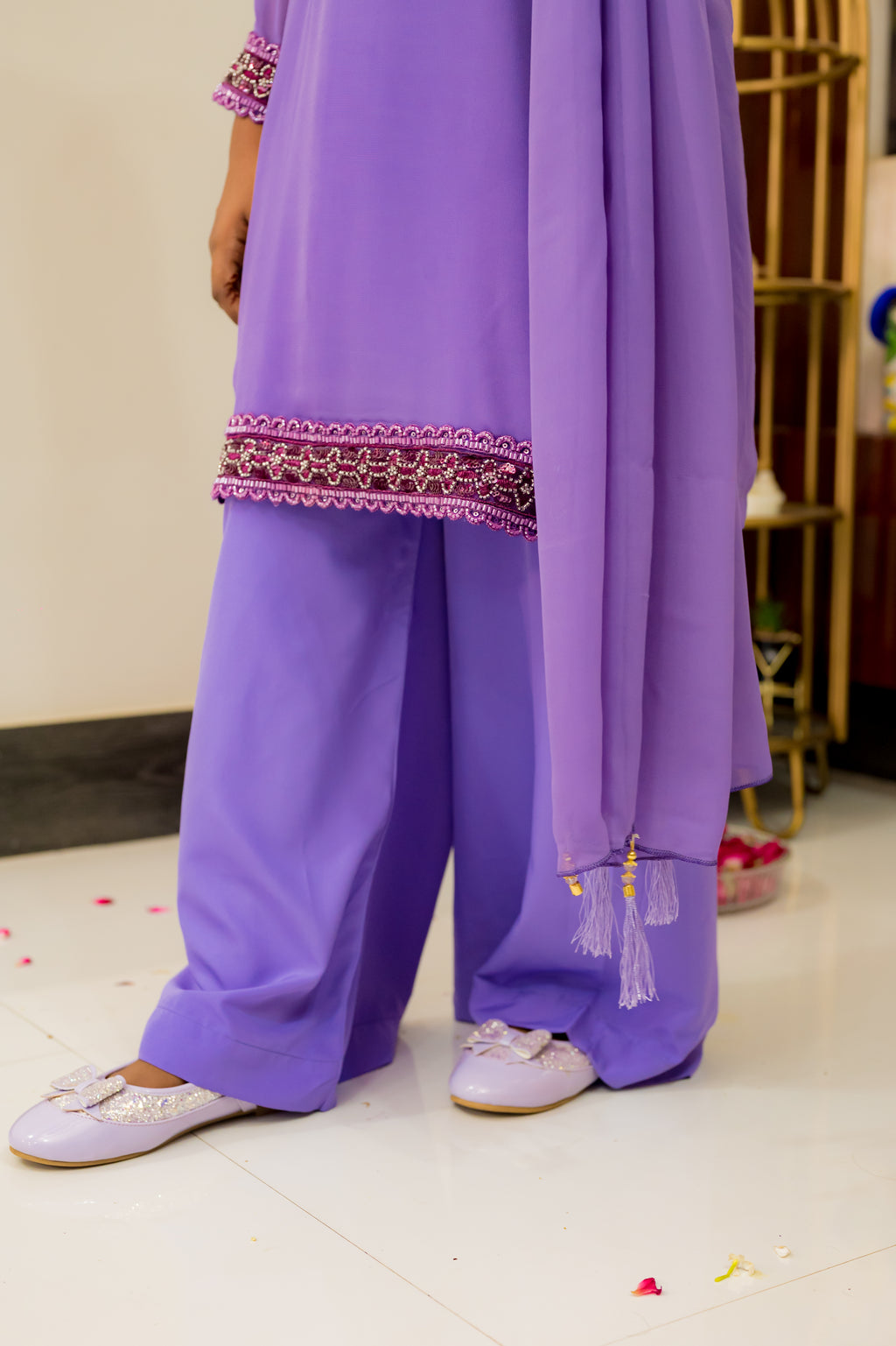 Levender Embellished 3 Piece Georgette Suit