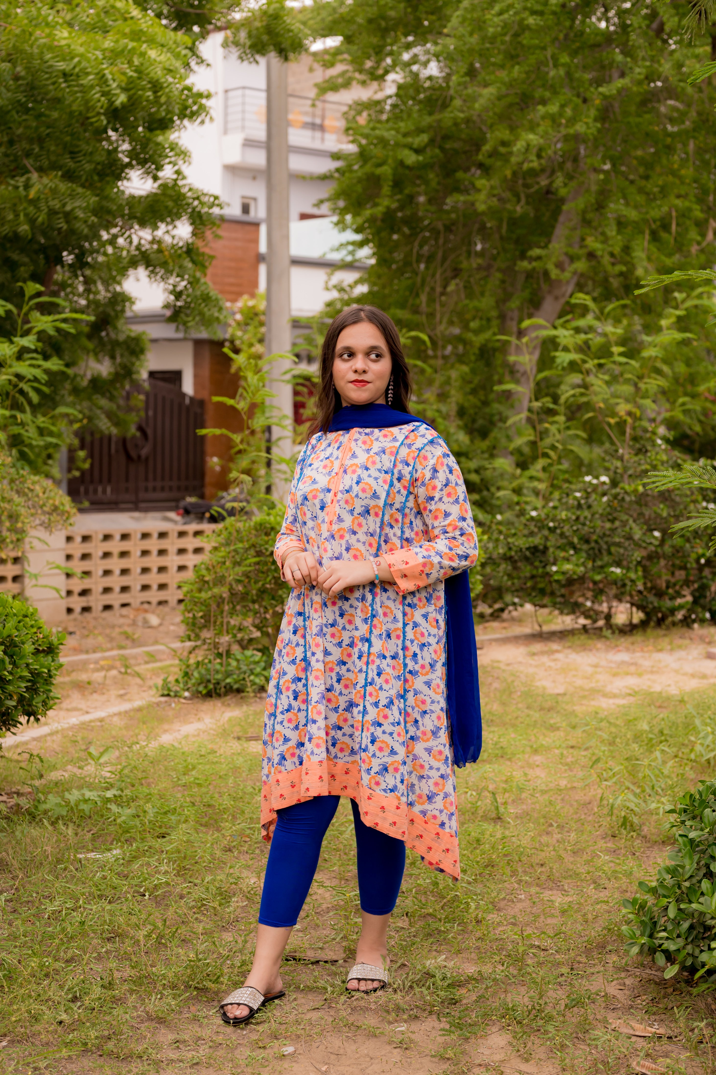 Cotton Crape Floral 1 Piece Air Line Shirt