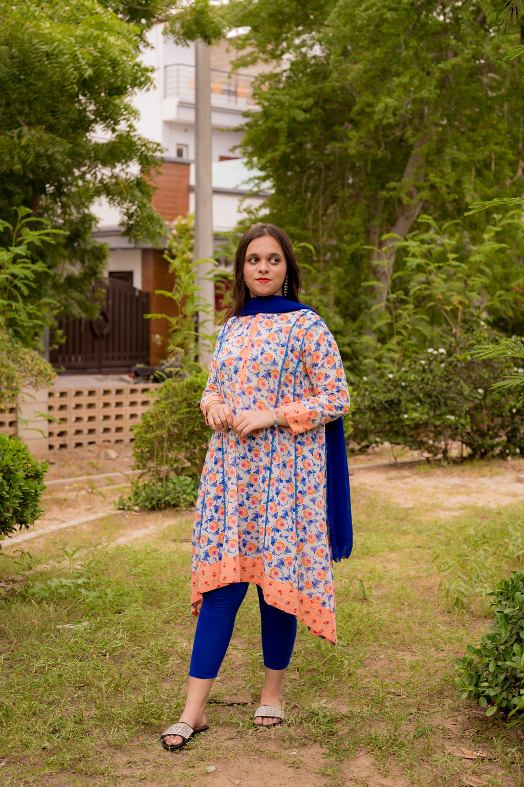 Cotton Crape Floral 1 Piece Air Line Shirt