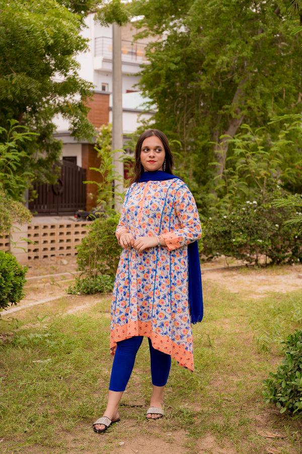 Cotton Crape Floral 1 Piece Air Line Shirt