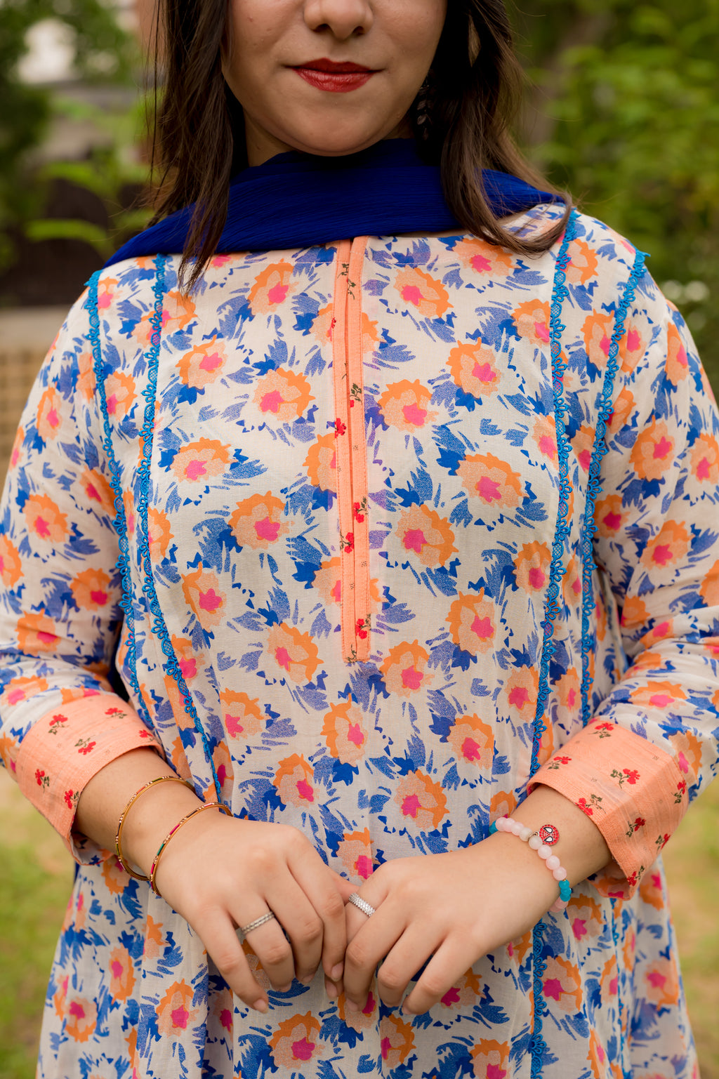 Cotton Crape Floral 1 Piece Air Line Shirt