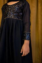 Black Georgette Frock With Sequence Work - Shade For Teen 