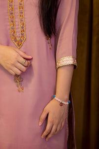 Embroided Tea Pink Georgette - Shade For Teen 