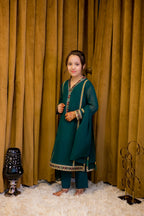 Bottle Green Georgette Suit - Shade For Teen 