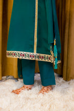 Bottle Green Georgette Suit - Shade For Teen 