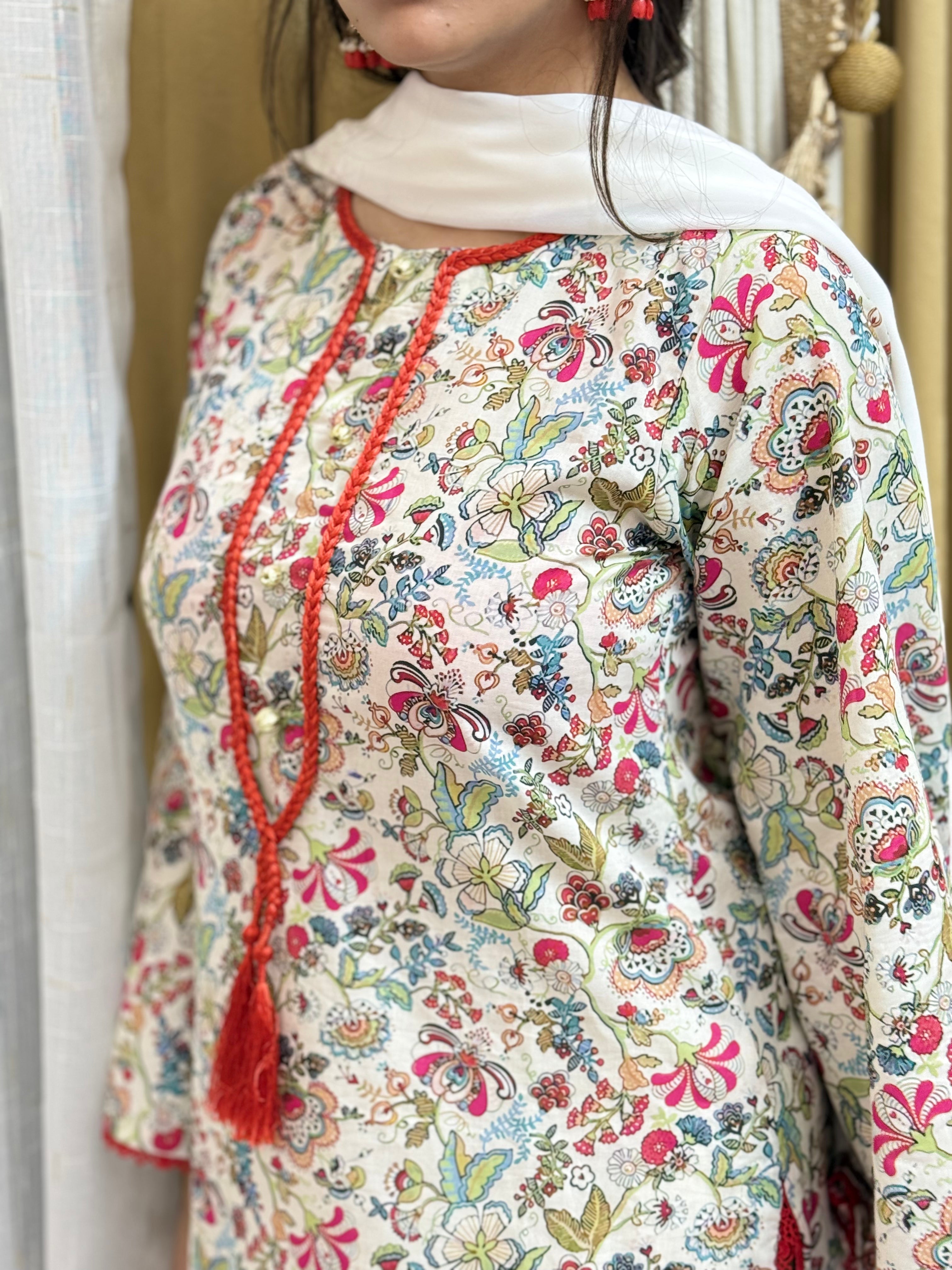 Soft Ivory Base With Delicate Floral Print